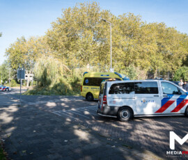 Foto: MK Mediaproducties Fietser bekneld onder boom op kruising Catullusweg Spinozaweg | Rotterdam (uitgelicht)